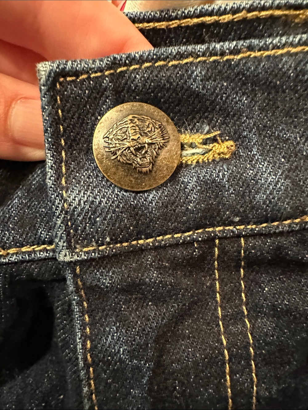 Ed Hardy TIGER Dark Blue Relaxed Straight Jeans - Picture 9 of 12